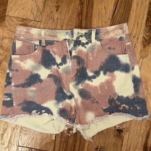 high waisted tie dye shorts
